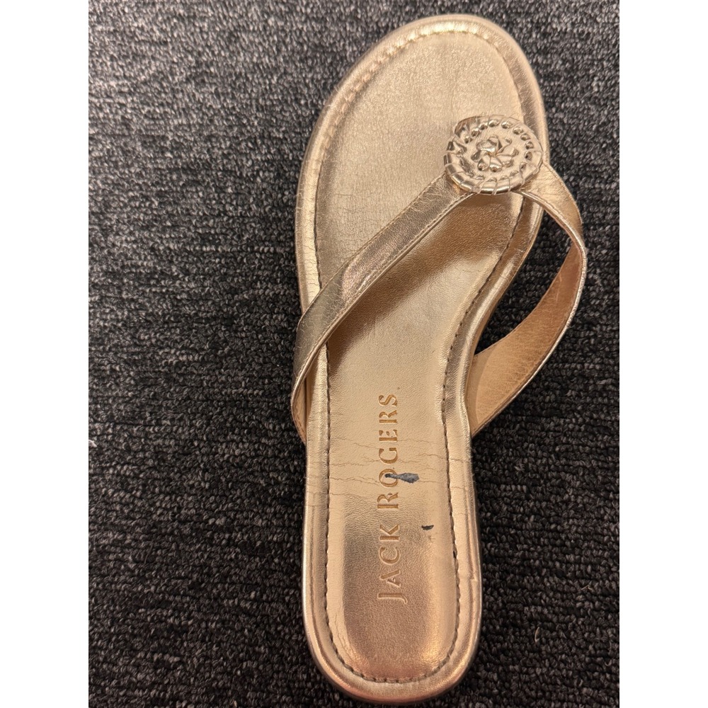 Jack Rogers Womens 8M Metallic Gold Whipstitch Rondelle Flat Flip Flop Sandals - Picture 2 of 10